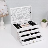 6 Layer Grote Houten Sieraden Doos Uitgehold Sieraden Display Kist Oorbellen Ring Dozen Sieraden Organizer Geschenkdoos-Ster