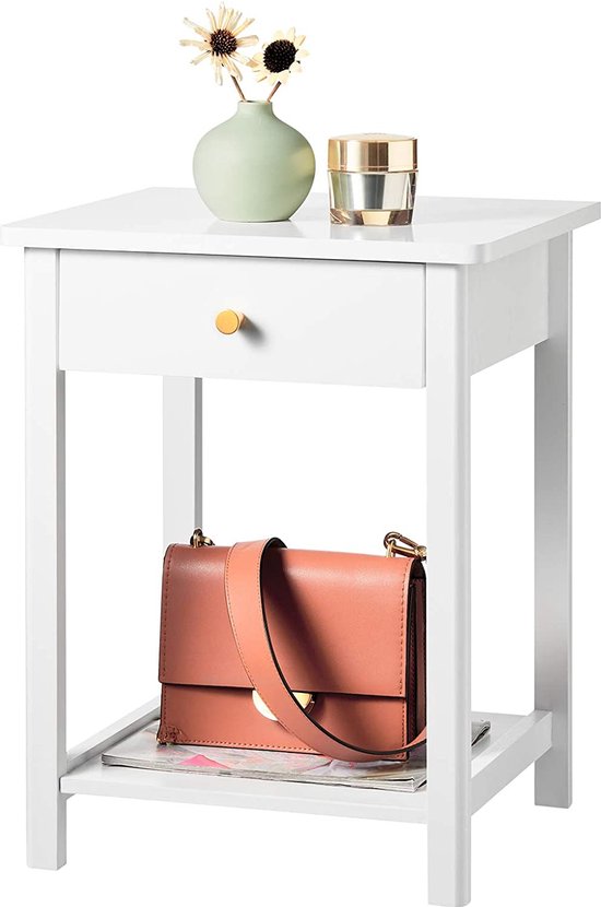 Bomclap C-vormige bijzettafel, inklapbare banktafel, nachtkastje met opbergtas, salontafel met metalen frame voor woonkamer, slaapkamer, kantoor, 30 x 40 x 64,5 cm (bruin