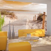 Zelfklevend fotobehang - Op het strand - Sepia, 8 maten, premium print