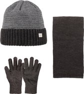 SUYUTTI Heren 3-Delig Winter Set | Muts met Fleecevoering - Sjaal - Handschoenen | Eenvoudige Elegantie-02 (K2203-01)