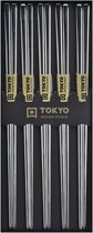Tokyo Design Studio – Chopstick Set - Eetstokjes Met Giftbox – RVS – Zilver – 5 stuks