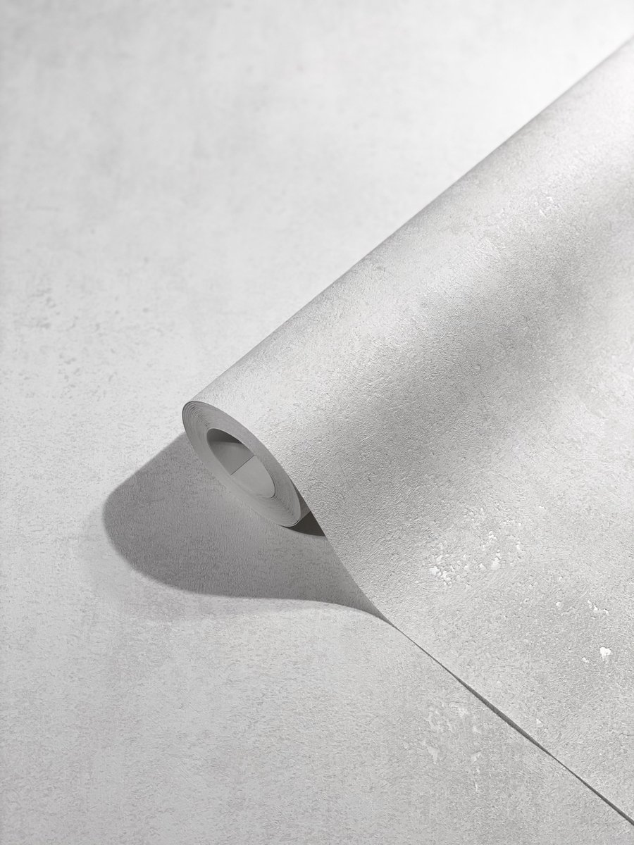 City Glow Behang - Wandbekleding - Beton - Wallpaper - Wit - 0,53 x 10,05 M.