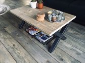 M2-meubels Salontafel - 90 x 60 x 40 cm - Industriële Steigerhouten Tafel - X-onderstel