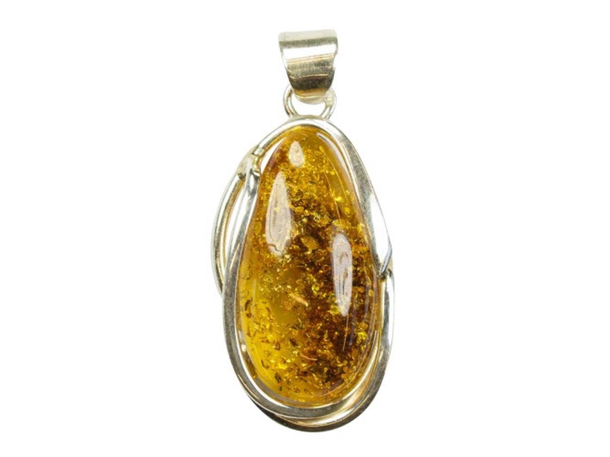 Exclusieve zilveren hanger Amber / Barnsteen 925 zilver