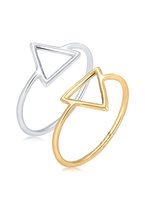 Elli Dames Ring dames set driehoek Geo Bi-Color in 925 sterling zilver