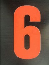 Reflecterend Cijfersticker: 6 ORANJE 16,5cm  - Brievenbussticker, Plaknummer, Huisnummersticker, Kliko sticker, Containersticker