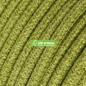 LEDatHOME – 3 aderige - Ronde elektrische kabel bedekt met Plain Hay Green Jute – 5 meter | Van buiten SCHITTEREND, van binnen SUBLIEM!