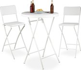 Relaxdays 3-delige statafel set met 2 stoelen - inklapbaar - barstoelen - hoge tafel - wit