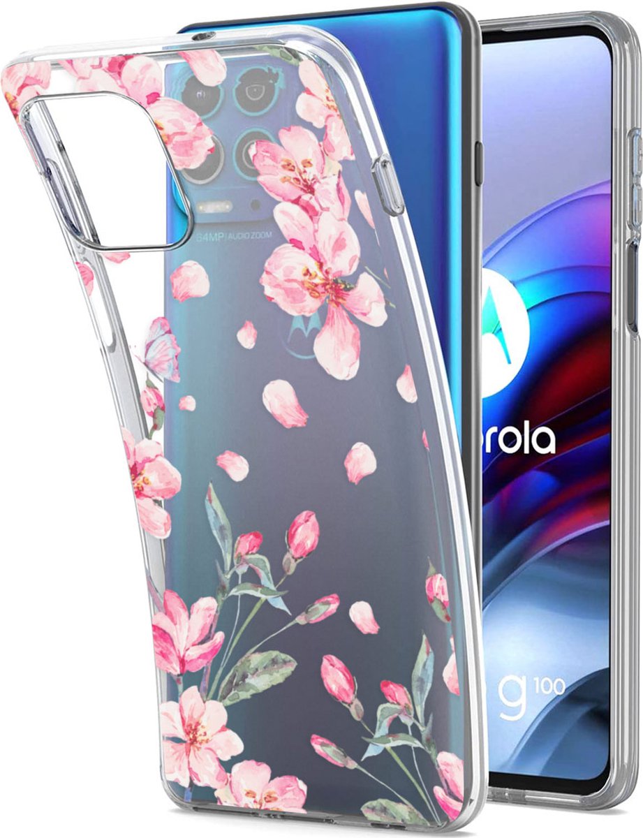iMoshion Design voor de Motorola Moto G100 hoesje - Bloem - Roze