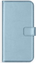 Selencia Hoesje Geschikt voor iPhone 13 Mini Hoesje Met Pasjeshouder - Selencia Echt Lederen Bookcase - Lichtblauw