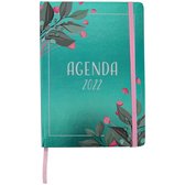Agenda | Jaaragenda 2022 | Groene Jaaragenda met bloemmotief | Diary 2022 | Jaaragenda groen 14,5 x 20,6 cm