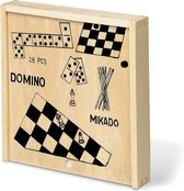 4 spellen in 1 – domino – mikado – dammen – schaken – houten doos – kinderen – volwassenen