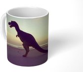 Mok - Koffiemok - Silhouet - Dinosaurus - Strand - Mokken - 350 ML - Beker - Koffiemokken - Theemok