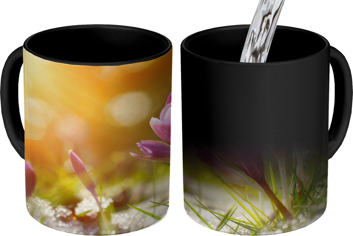 Magische Mok - Foto op Warmte Mokken - Koffiemok - Krokus - Zon - Lente - Magic Mok - Beker - 350 ML - Theemok