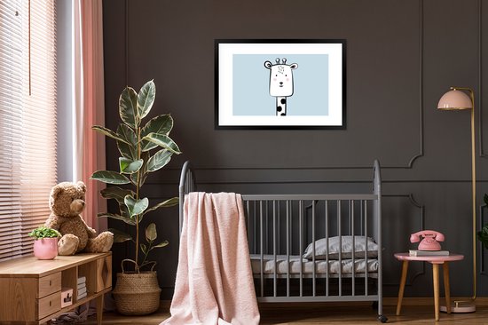 Fotolijst incl. Poster - Giraf - Dieren - Pastel - 90x60 cm - Posterlijst