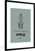 Fotolijst inclusief poster - Posterlijst 60x90 cm - Posters - Leuk Moederdag cadeau voor oma met quote Jij bent de allerleukste oma – grijs - Foto in lijst decoratie - Cadeau voor moeder - Moederdag cadeautje