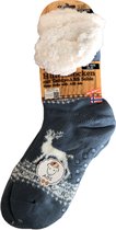 Hüttesock - Happy dames huissokken - Kerstsokken - Extra warm en zacht - ABS en anti slip - Walking Deer - Licht Blauw