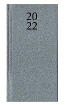 Pocket Agenda Glitter - 16x8,5cm - 2022 - Hard Cover - 1wk/2pag - Zilver