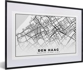 Fotolijst incl. Poster - Kaart - Den Haag - Nederland - 60x40 cm - Posterlijst