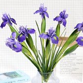 BaykaDecor - Luxe Kunst Iris Real Touch Woondecoratie - Bruiloftdecoratie DIY - Blue Orchid - Paars Realistische Kunstbloem 58 cm