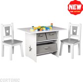 Cortonic Kindertafel 2 Stoelen - Activiteiten Tafel - Speeltafel voor Kinderen - Kindertafel voor Baby’s & Peuters - Kindereethoek - Kinderbureau - Kindertafel en Stoeltjes - Wit m