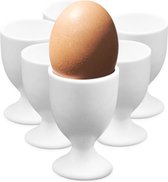 Set van 6 witte eierdopjes - eierdoppen wit - zijdeglans finish - 4,5 cm diameter - eierdoppen ook geschikt voor kleiner ei
