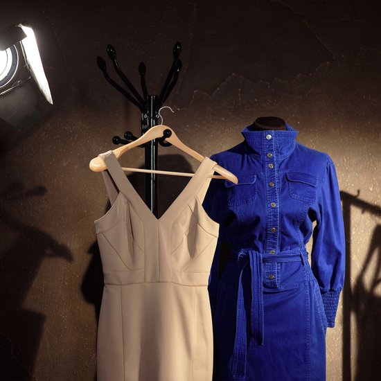 cintres relaxdays set - 5 pièces - pour costumes - épaule large - cintres bois brun