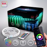 B.K.Licht - 3 meter Smart LED Strip - WiFi - RGB 16 kleuren lichtstrip - dimbaar - met afstandsbediening en App - siliconencoating - zelfklevend