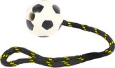 Happy pet tough toys werptouw met rubber voetbal - 37,5x6,5x6,5 cm - 1 stuks