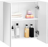 spiegelkast, badkamermeubel, wandkast voor badkamer, verstelbare plank, dubbele deur, modern, wit BBK120W01