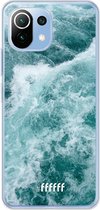 6F hoesje - geschikt voor Xiaomi Mi 11 Lite -  Transparant TPU Case - Whitecap Waves #ffffff