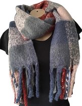 Lange Warme Dames Sjaal - Omslagdoek - Extra Dikke Kwaliteit - Gemêleerd - Geblokt - 180 x 54 cm (BC10)
