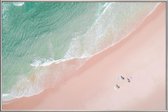 JUNIQE - Poster met kunststof lijst Surf Yoga -30x45 /Roze & Turkoois