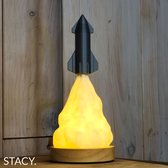 Stacy Starship - Raket lamp 25 cm - Nachtlamp Astronaut, NASA - Houten standaard - Warme Verlichting