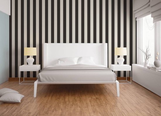 AS Creation Karl Lagerfeld - Papier peint Stripes - Design "Stripes" - noir et blanc - 1005 x 53 cm