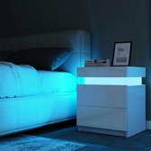 RGB LED-nachtkastje Met 2 Glanzende Lades Moderne Nachtkastjes Slaapkamer Dressoir