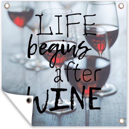 Affiche de Jardin Citation sur le Vin ' La Life commence après le vin' avec  des verres... | bol.com
