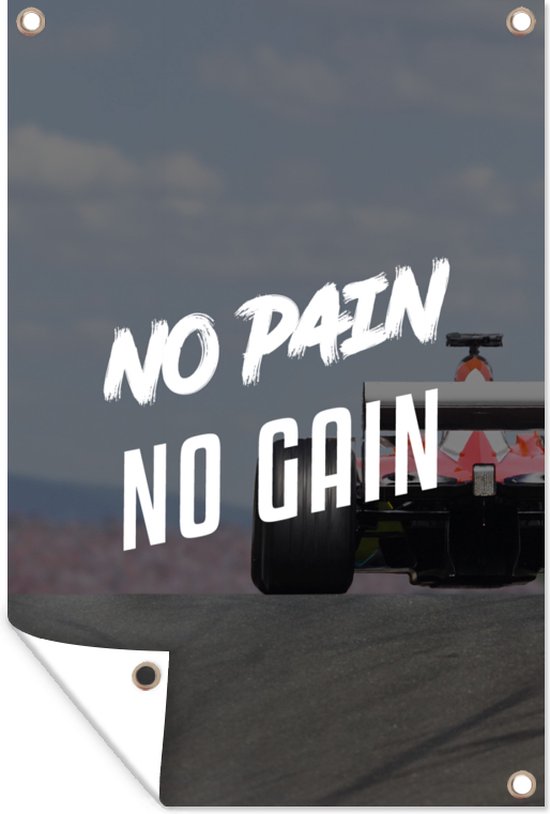 Tuinposter - Tuindoek - Tuinposters buiten - 'No pain, no gain' - Spreuken - Quotes - 80x120 cm - Tuin