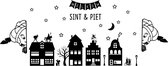 Raamsticker - Sinterklaas - Straat - Huisjes - Feest - Versiering - Statische Raamfolie