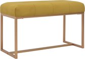 Bankje - fluweel mosterdkleurig  - ijzeren frame goud - fluwelen stof - modern - met knopen - knoopjes - comfortabel - duurzaam - elegant - 80 x 36 x 51 cm (B x D x H)