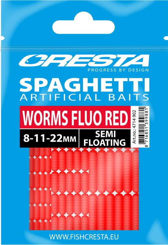 Cresta Spaghetti Worms (8-11-22mm) Semi Floating - Kleur : Worms Pink — afbeelding 2