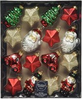 Decoris Kerstfiguurset glas set a 16 stuks rood