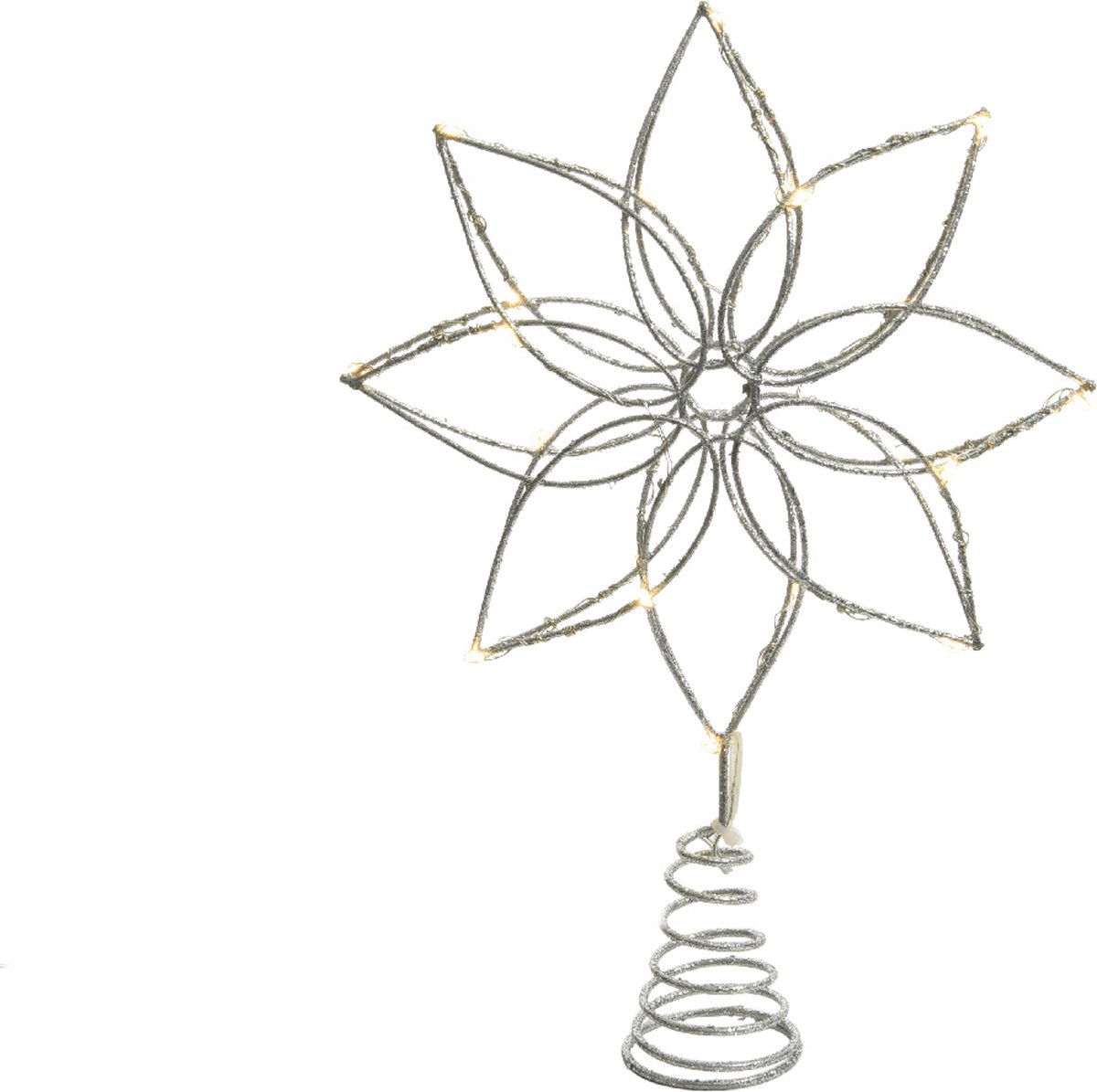 Decoris Kerstboompiek ster bloem - 27 cm - LED verlichting - warm wit - 20 lampjes – foto 4