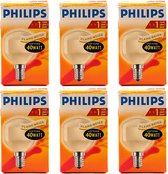 Philips - Kogellamp - 40Watt - E14 Fitting - Gloeilamp - Softone Flame - Dimbaar - Kleine Fitting - Flame - 40W - (6 STUKS)