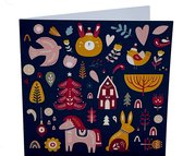 Magic Monkeys - Luxe, hippe kerstkaarten / greeting cards Christmas - incl bruin papieren envelop - gevouwen - 16 stuks - dieren - blauw