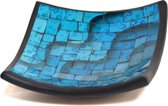 Floz Design blauw schaaltje - kaarsenplateau - bonbonschaaltje - serveerschaal - voedselveilige schaal - 15 x 15 cm - fairtrade