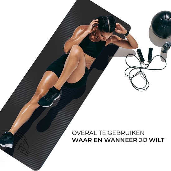 Fitnessmat Inclusief Draagriem - Sportmat Extra Dik 183cm x 61cm x 1.5cm - Tested by Athletes van Merkloos — afbeelding 2