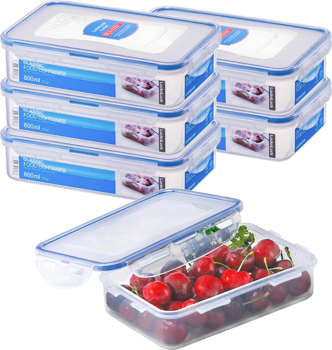 Lock&Lock Diepvriesbakjes - Meal prep bakjes - Vershoudbakjes - 800 ml - Set 6 stuks - 100% Lekvrij - BPA vrij - PFAS vrij - Magnetron bakjes met deksel - Diepvriesdozen - Bewaarbakjes - Vershouddoos - Transparant