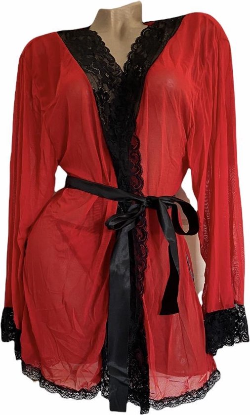 Ensemble lingerie style kimono taille unique 34-38 rouge