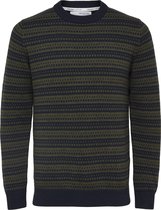 SELECTED HOMME WHITE SLHALFIE LS KNIT CREW W CAMP Heren Trui  - Maat M